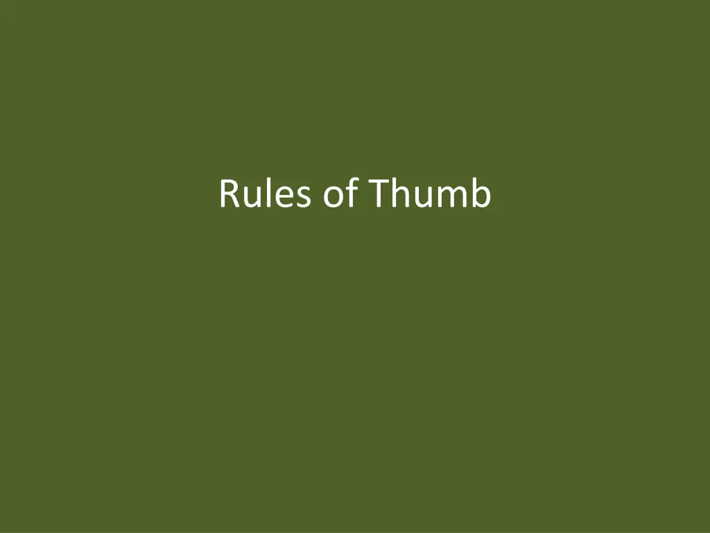 rules of thumb