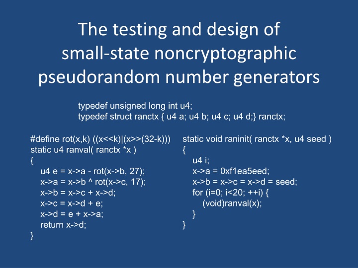 the testing and design of small state