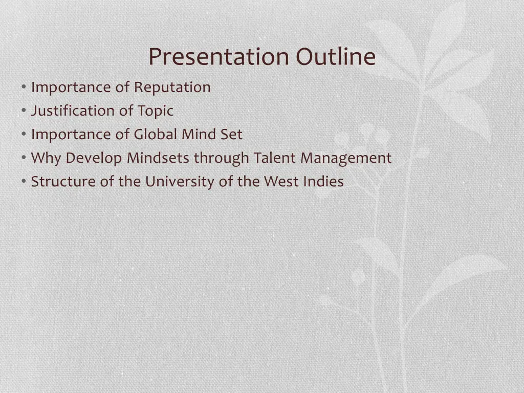 presentation outline