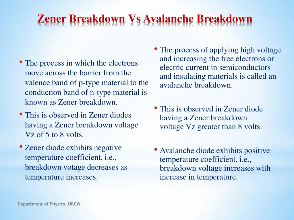 zener breakdown vs avalanche breakdown