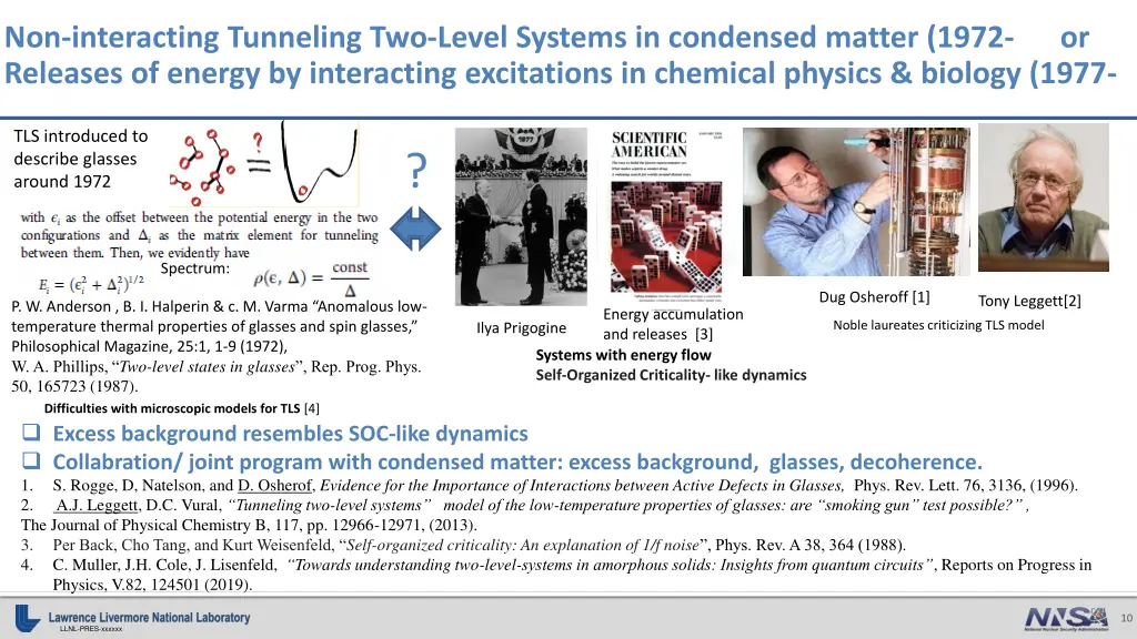 non interacting tunneling two level systems