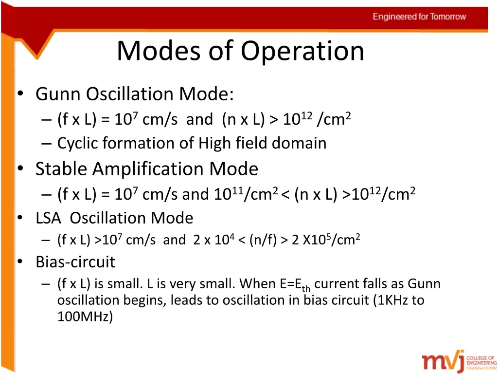 modes of operation