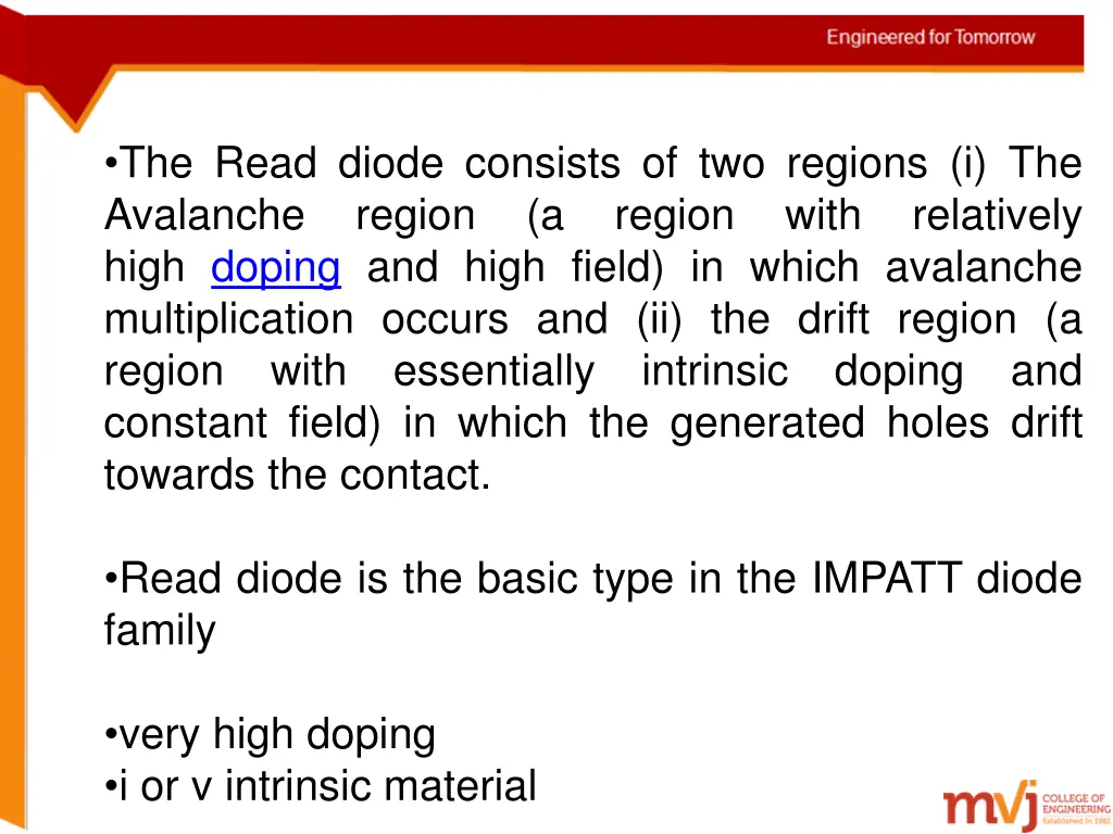 the read diode consists of two regions