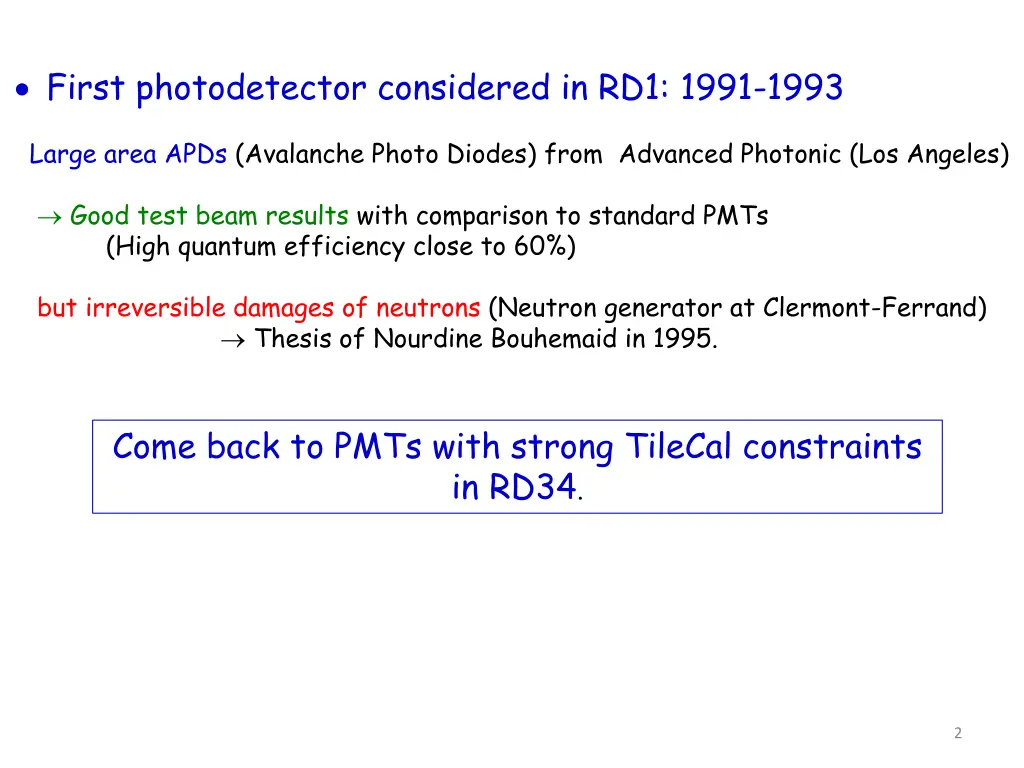 first photodetector considered in rd1 1991 1993