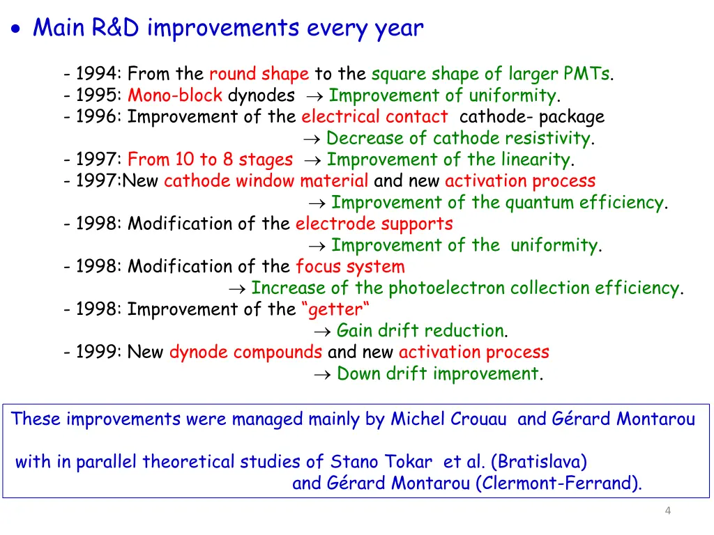 main r d improvements every year