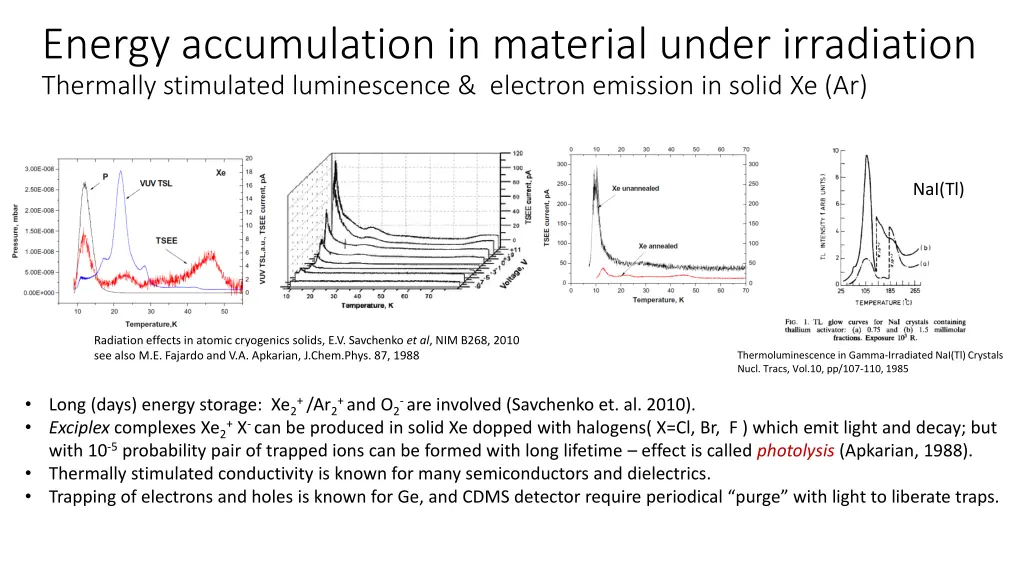 energy accumulation in material under irradiation