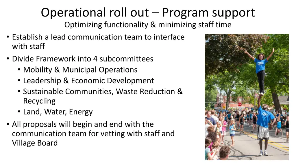 operational roll out program support optimizing