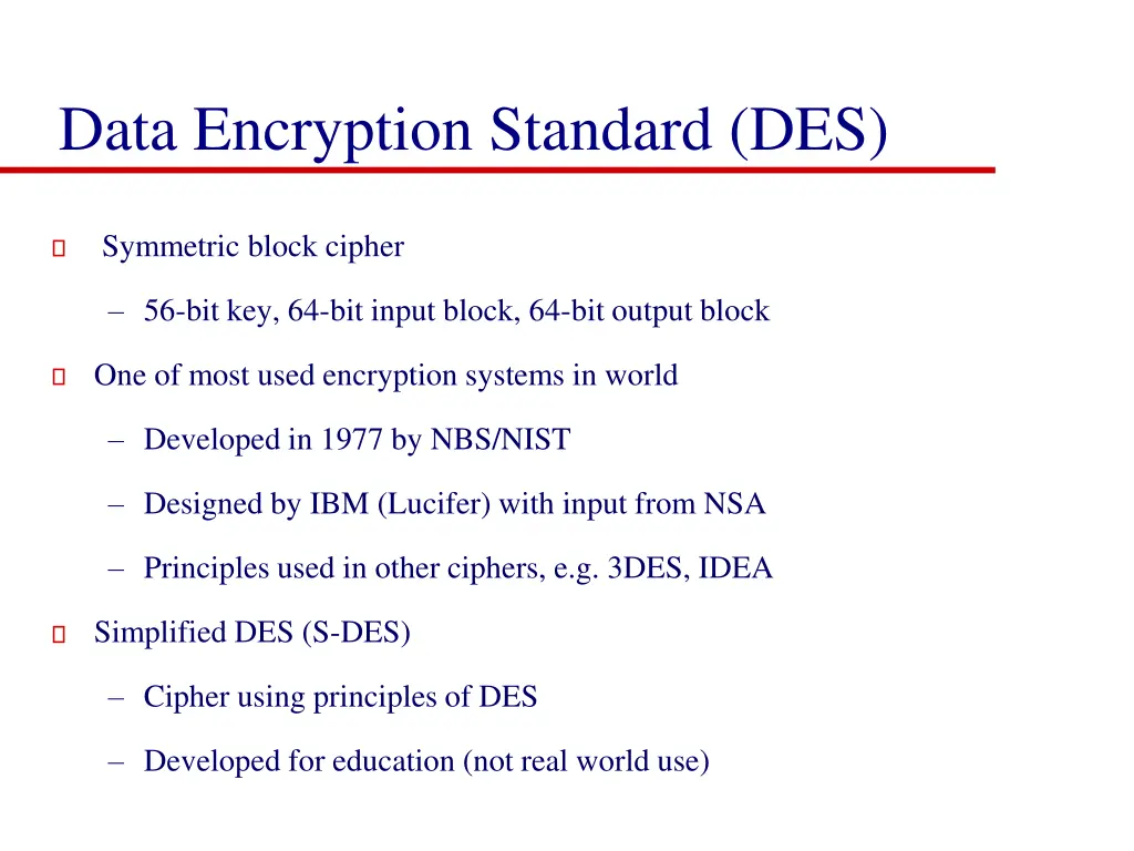 data encryption standard des