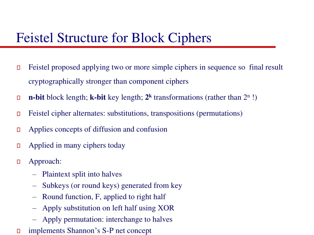 feistel structure for block ciphers