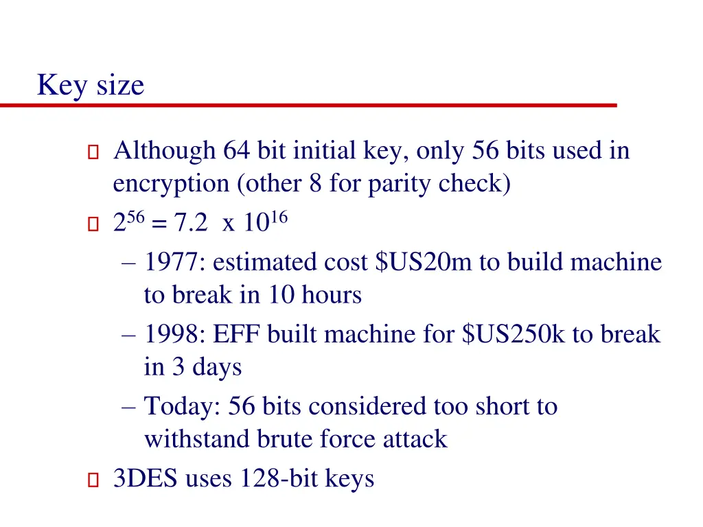 key size