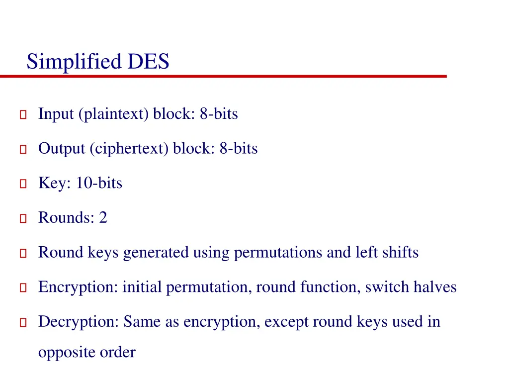 simplified des