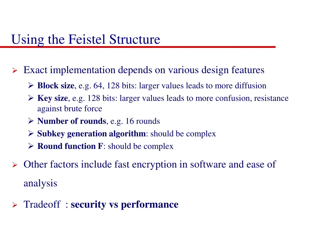 using the feistel structure