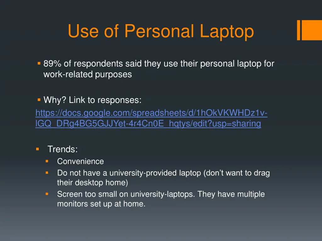 use of personal laptop