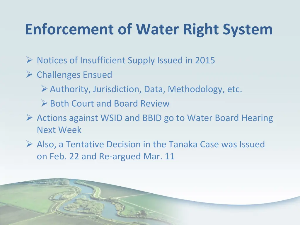 enforcement of water right system