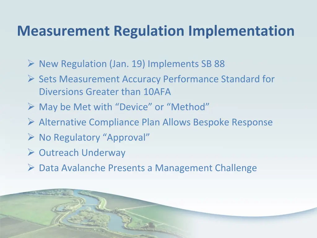 measurement regulation implementation