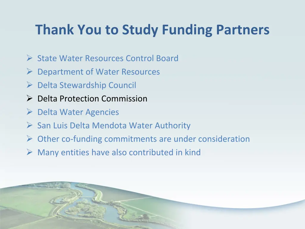 thank you to study funding partners