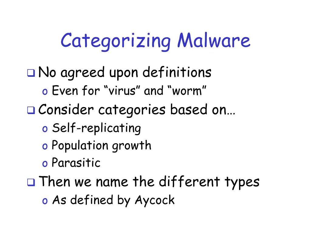 categorizing malware