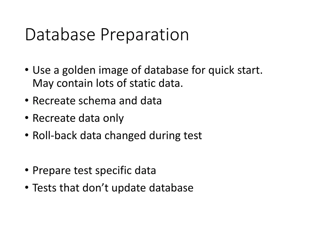 database preparation