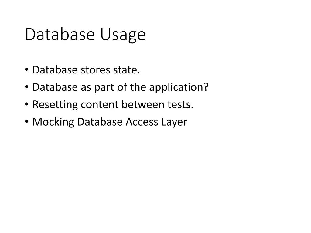 database usage