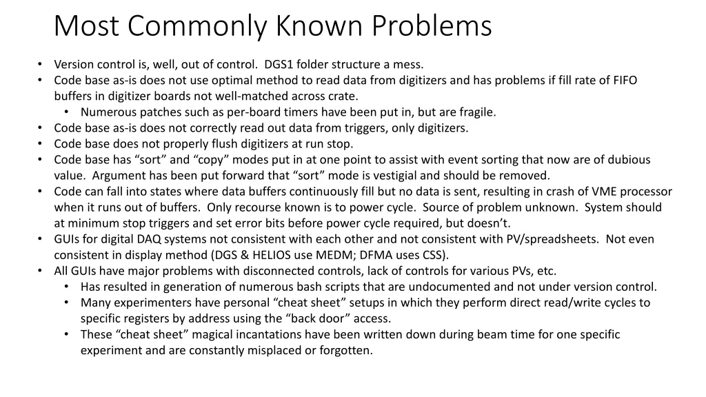 most commonly known problems