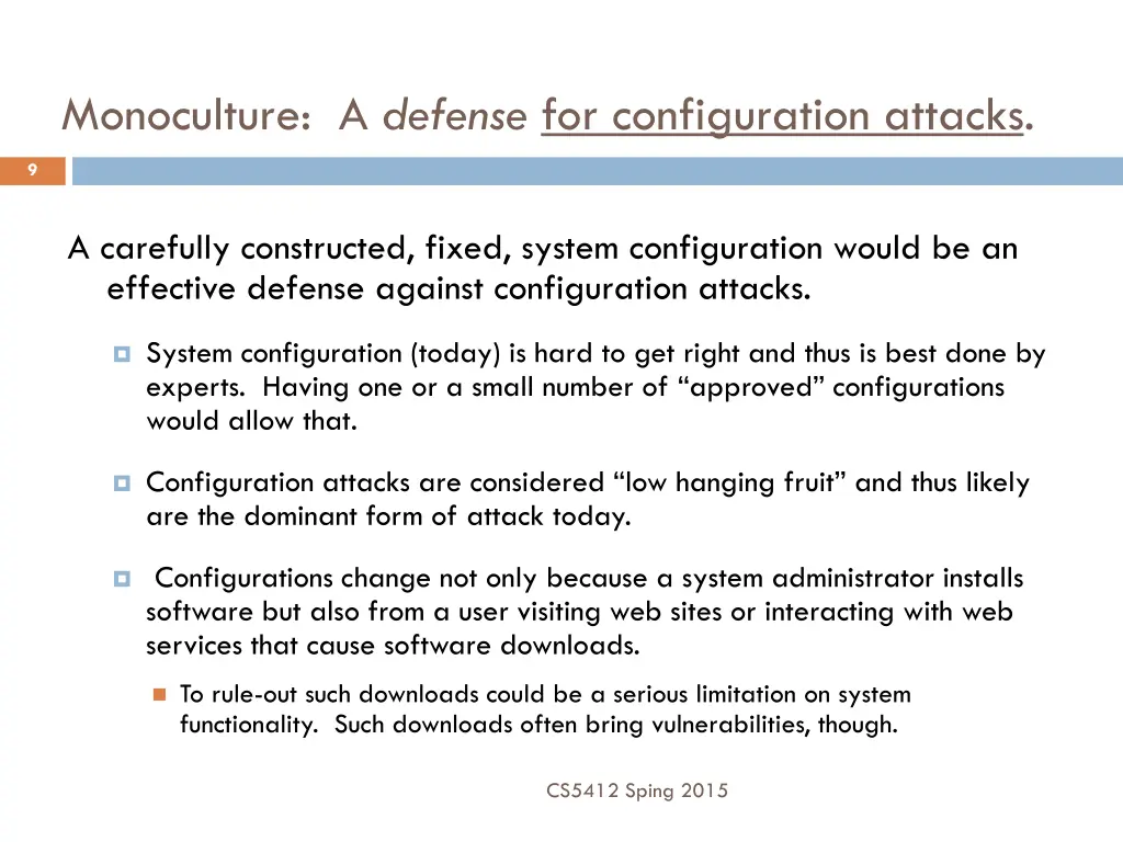 monoculture a defense for configuration attacks