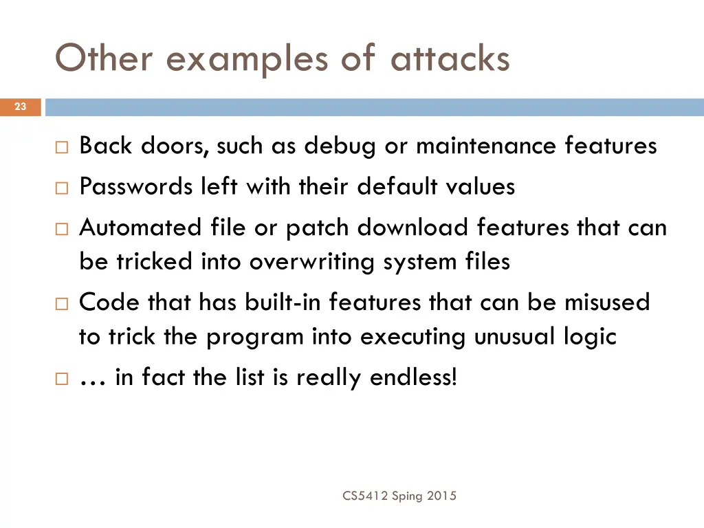 other examples of attacks