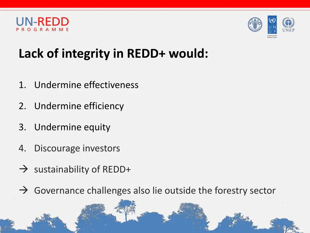 lack of integrity in redd would