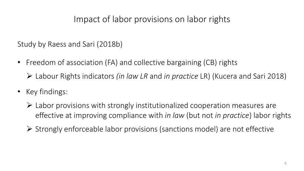 impact of labor provisions on labor rights