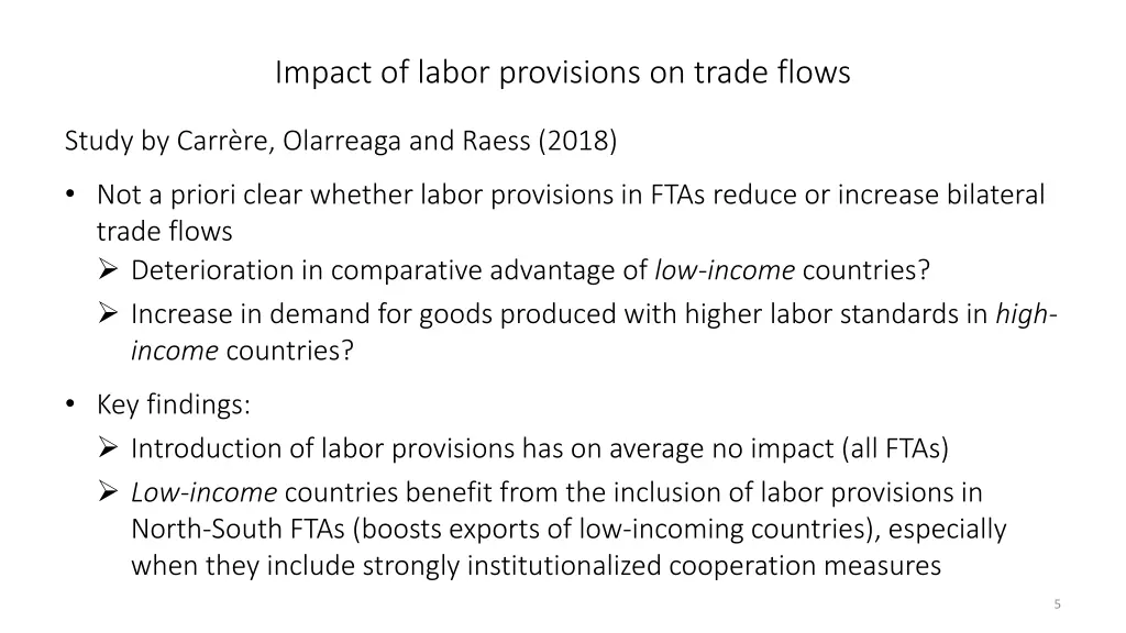 impact of labor provisions on trade flows