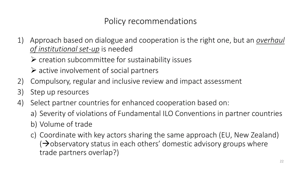 policy recommendations