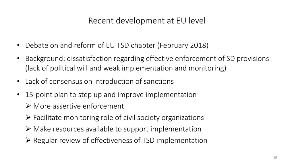 recent development at eu level