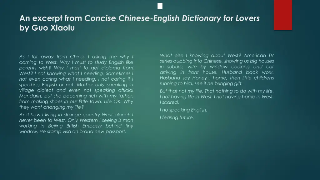 an excerpt from concise chinese english