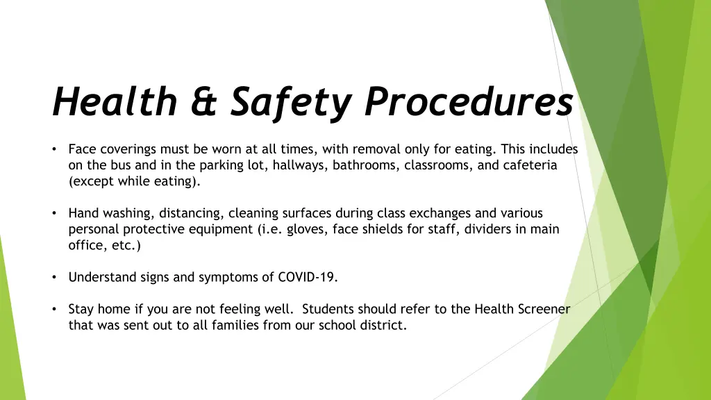 health safety procedures