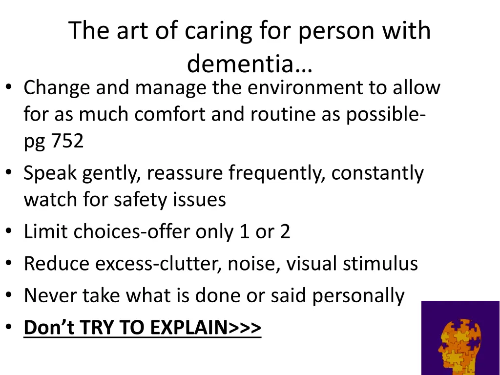 the art of caring for person with dementia change