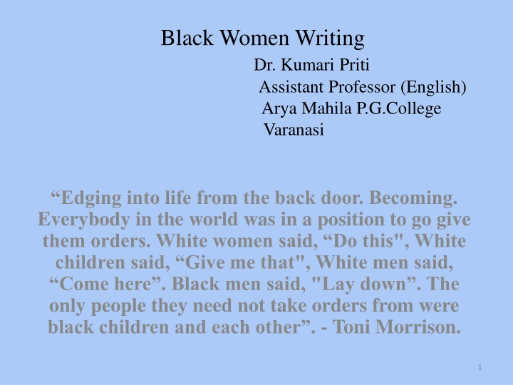 black women writing dr kumari priti assistant