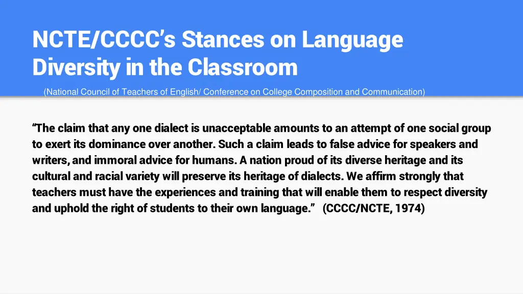 ncte cccc s stances on language diversity