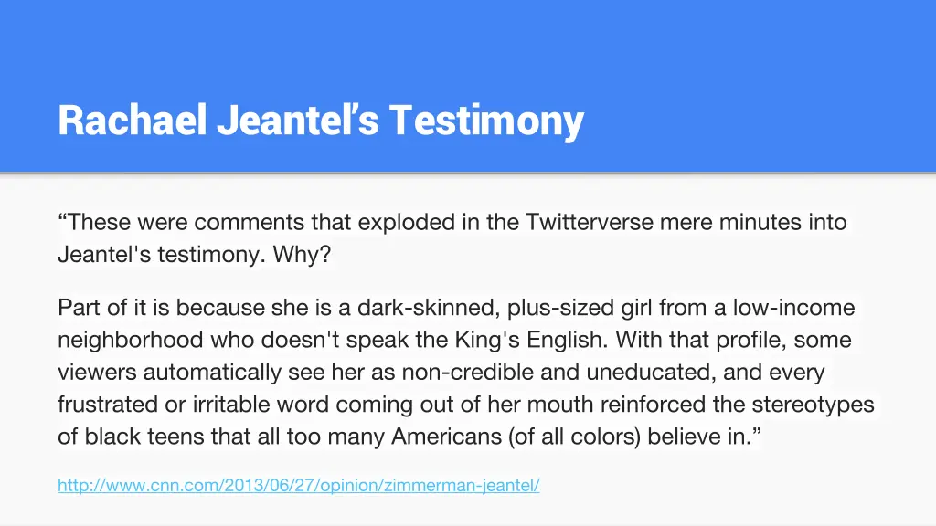 rachael jeantel s testimony