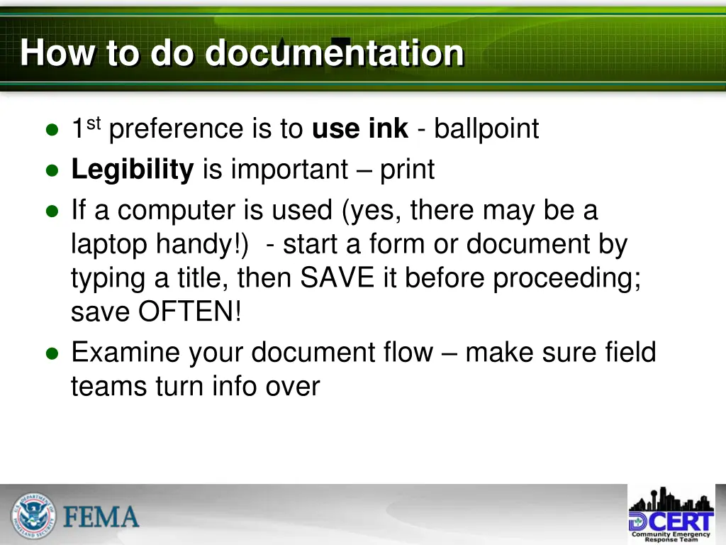 how to do documentation