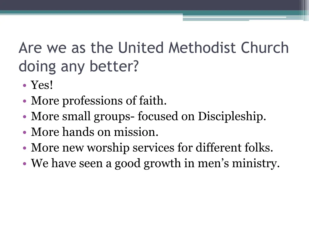 are we as the united methodist church doing