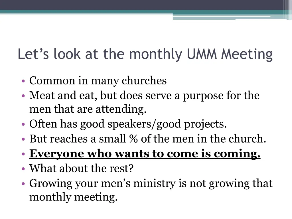 let s look at the monthly umm meeting