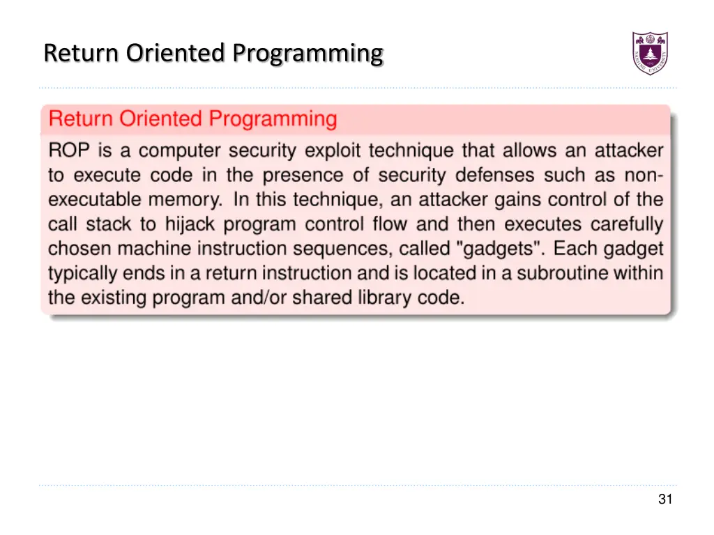 return oriented programming