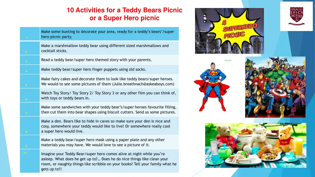 10 activities for a teddy bears picnic or a super