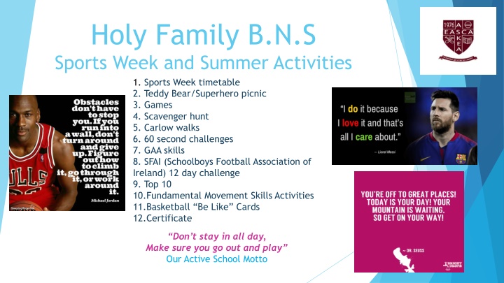 holy family b n s sports week and summer