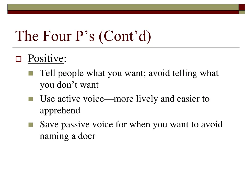 the four p s cont d 1