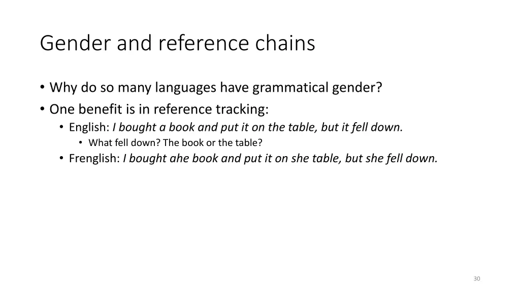 gender and reference chains