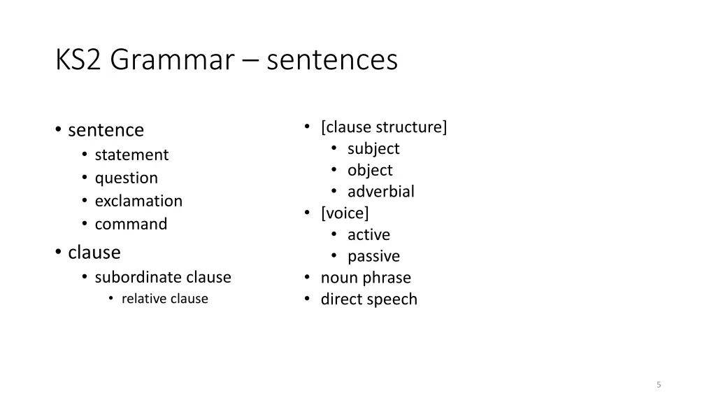 ks2 grammar sentences