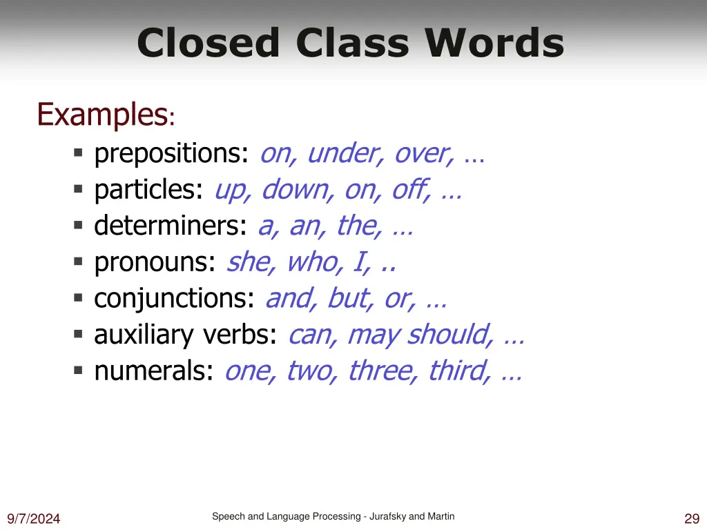 closed class words