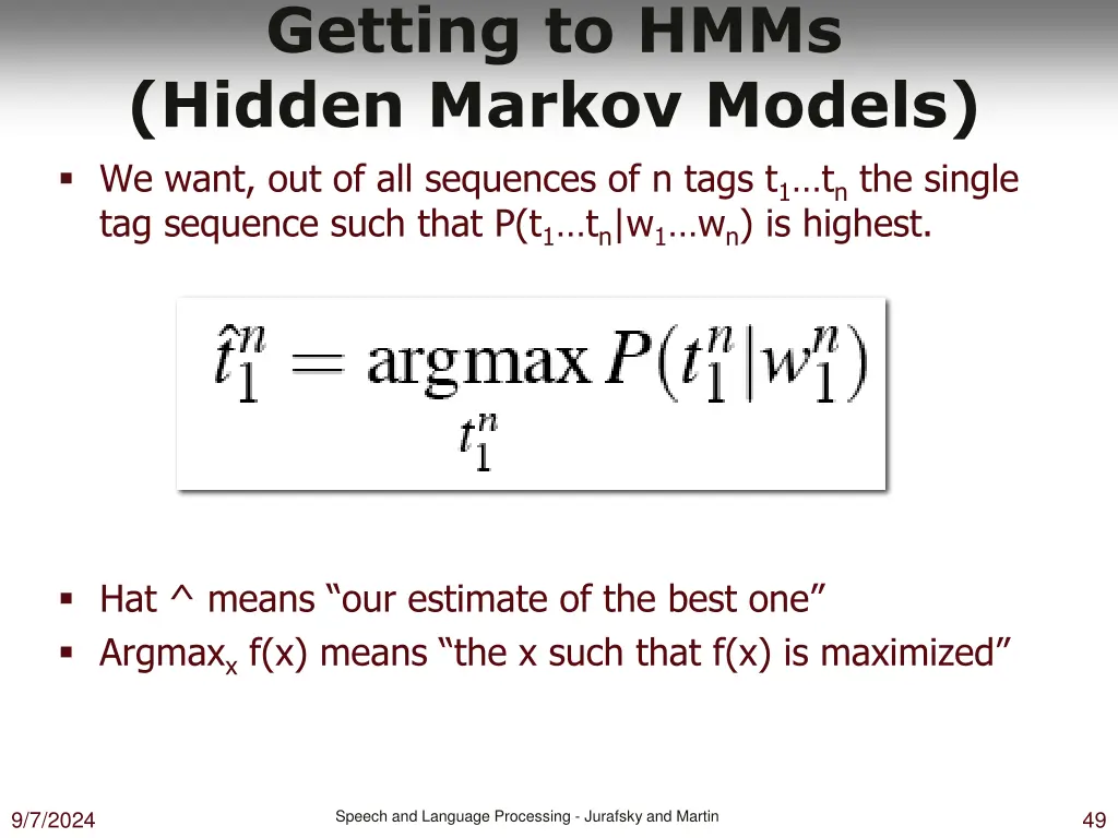 getting to hmms hidden markov models we want