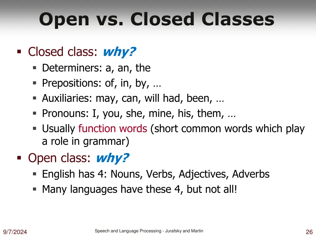 open vs closed classes