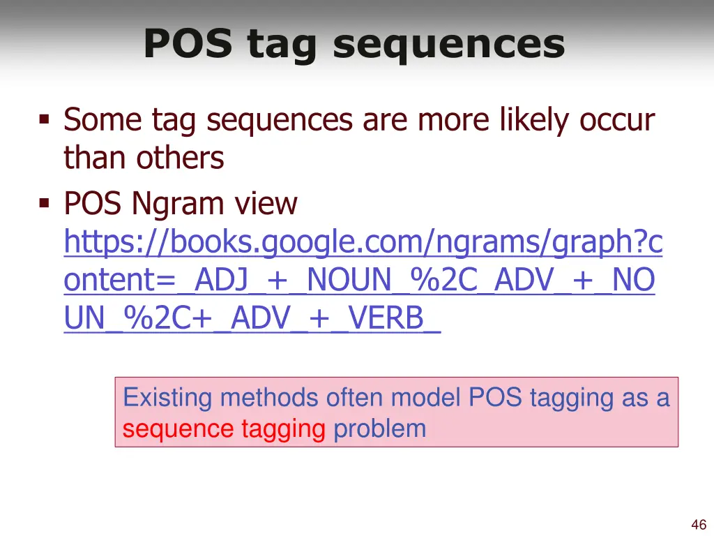 pos tag sequences